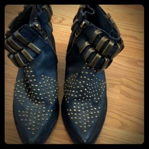 Jeffrey Campbell Buckle studded moto hot boots 6.5